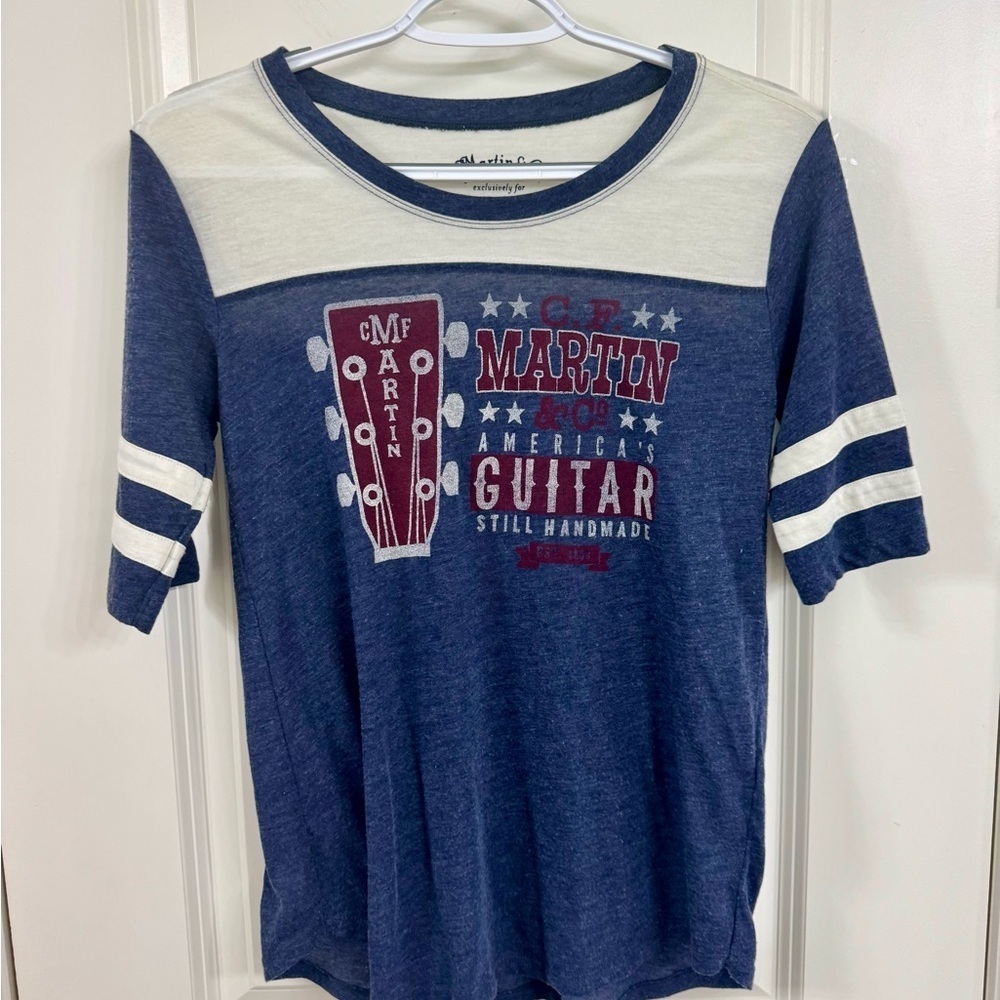 Lucky Brand Blue and White Graphic Tee